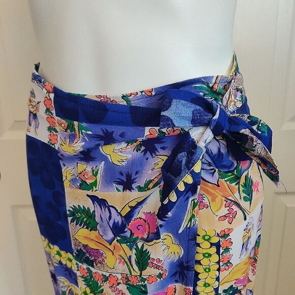 Vintage Jams World tropical Hawaiian side tie wrap skirt sz M - Picture 3 of 8